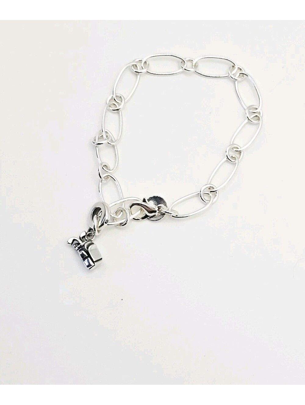 Sterling Silver Golf Bag with Clubs Charm Bracelet Adjustable to 8 Inches